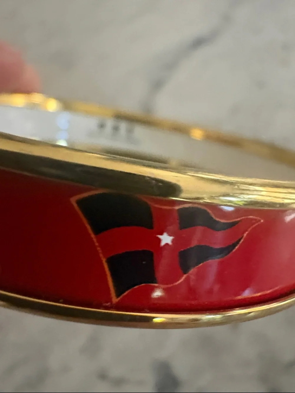 New York Yacht Club x Halcyon Days Red Enamel Bangle Bracelet with NYYC Flag